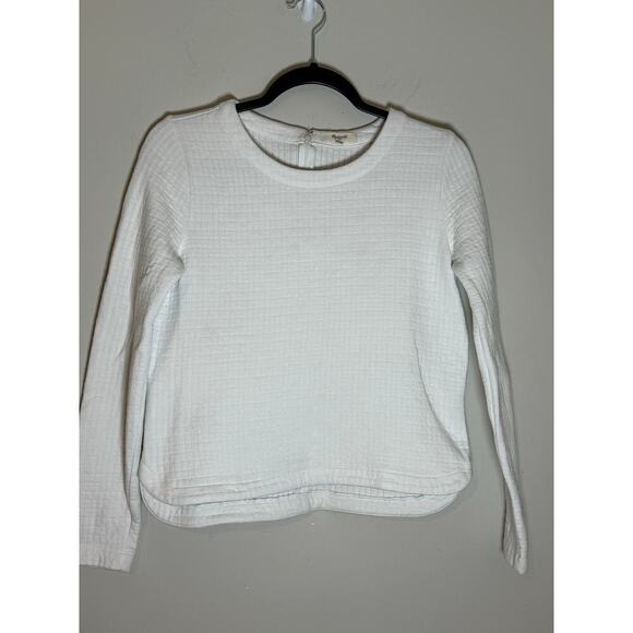 Madewell Women’s Size XS White Quilted Waffle Pattern high low top back zip - Picture 1 of 9